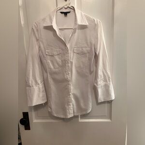 Zac & Rachel Crisp White Cotton Button Down Blouse size S